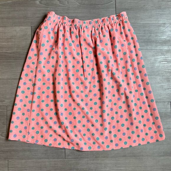 Vintage 80s Pink Patterned Button Down Skirt Elastic Waist Size Appeal Size 26W - Picture 4 of 8